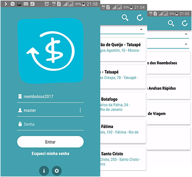 Funcionalidades App Controle de Reembolsos