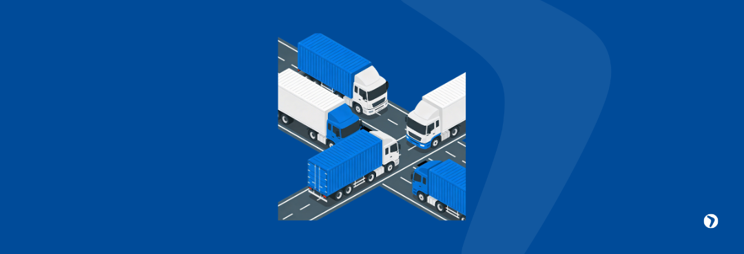 Imagem ilustrativa de caminhões representando gargalos logísticos
