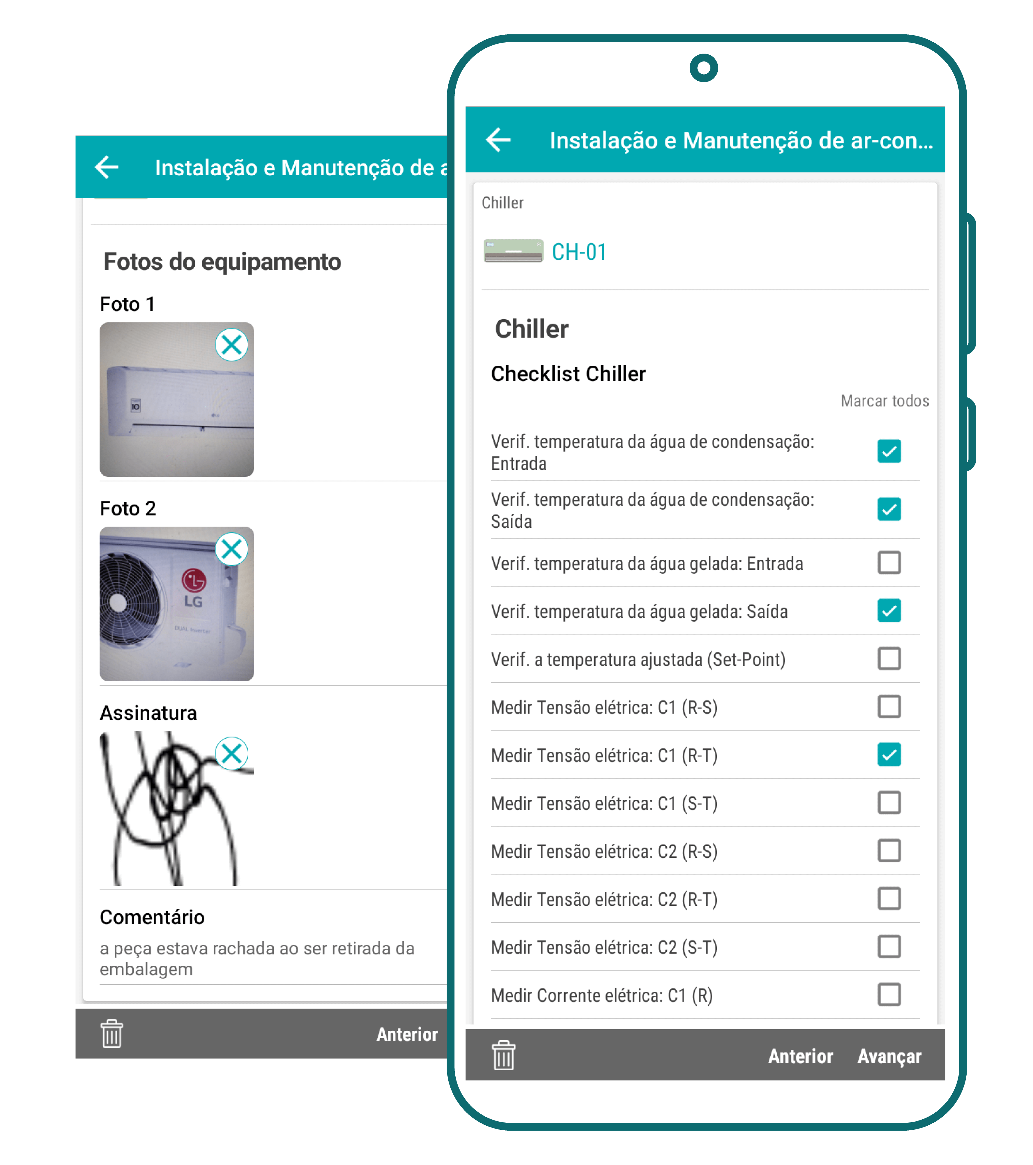 Mockup de Aplicativo com Checklist para Ar Condidicionado