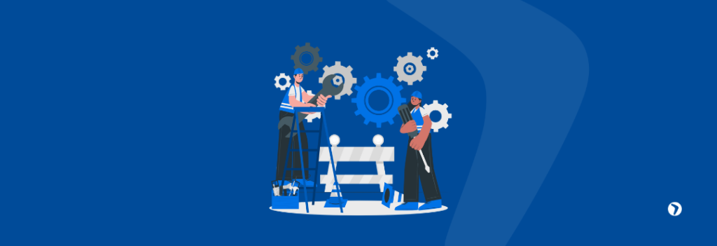 Ilustração com dois homens trabalhando com ferramentas representando a prestação de serviços