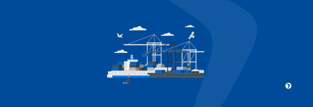 Imagem de ilustração mostra porto aduaneiro.