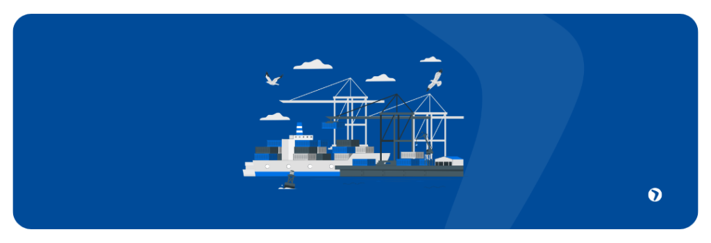 Imagem de ilustração mostra porto aduaneiro.