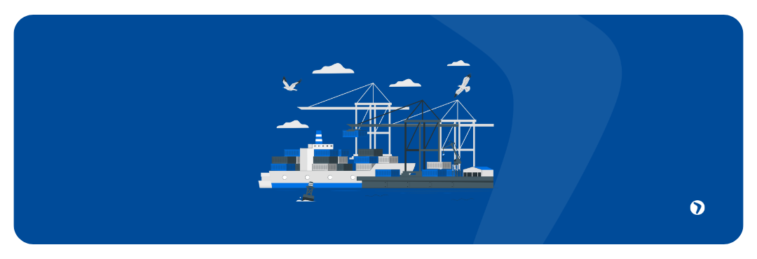 Imagem de ilustração mostra porto aduaneiro.