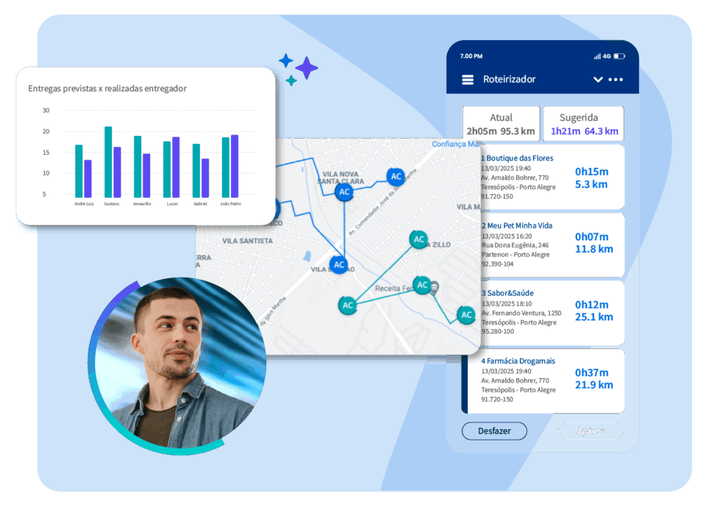 tela de aplicativo para rotas de entregas