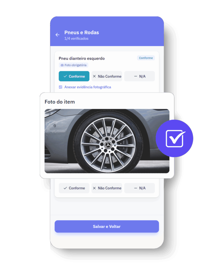 checklist de veículo com IA