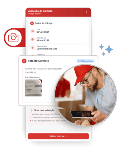 mockup ilustrativo do aplicativo da Alfa Transportes